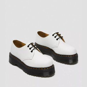 White Leather Doc Marten Platform Shoes 1461 SMOOTH LEATHER PLATFORM SHOES
